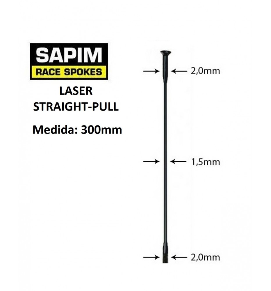 Rayos SAPIM Laser Negro straight-pull 300mm