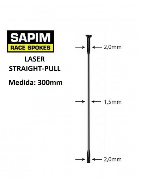 Rayos SAPIM Laser Negro straight-pull 300mm