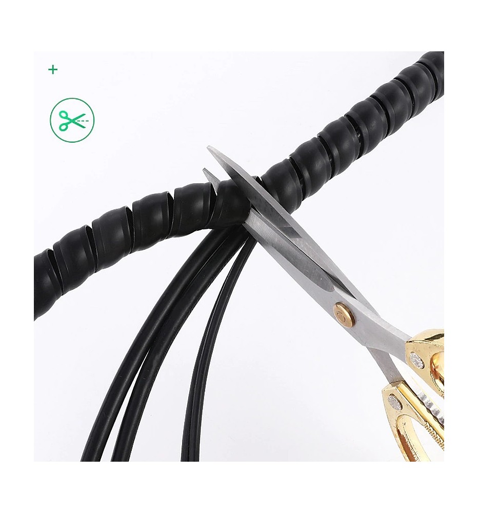 Organizador de Cables Espiral Flexible 10mm x 1m Negro