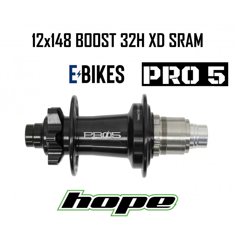 Maza Trasera HOPE PRO 5 32H 12X148mm Boost Negra XD E-BIKE