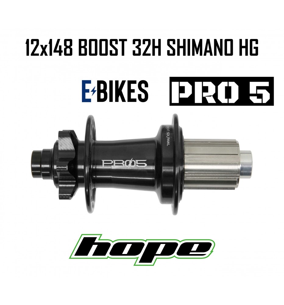 Maza Trasera HOPE PRO 5 32H 12X148mm Boost Negra HG E-BIKE