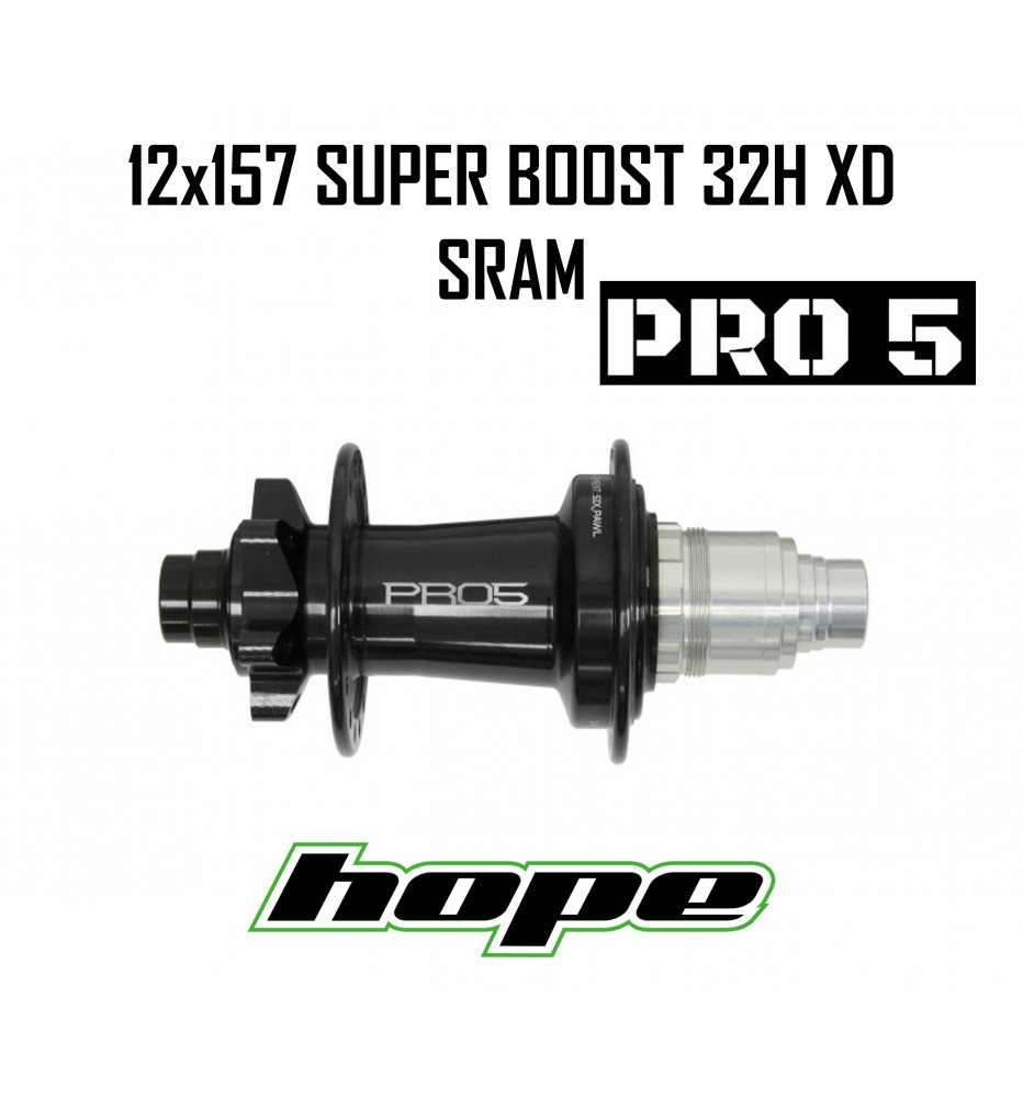 Maza Trasera HOPE PRO 5 32H 12X157mm Superboost Negra XD