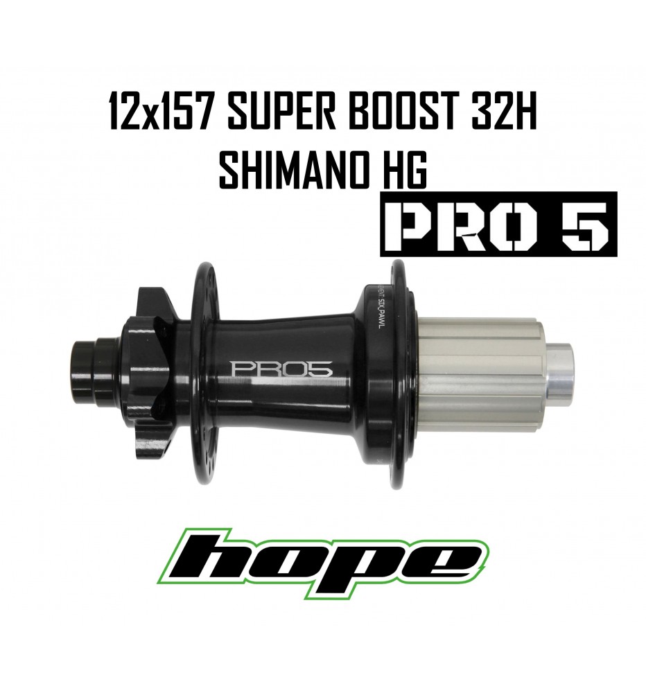 Maza Trasera HOPE PRO 5 32H 12X157mm Superboost Negra HG