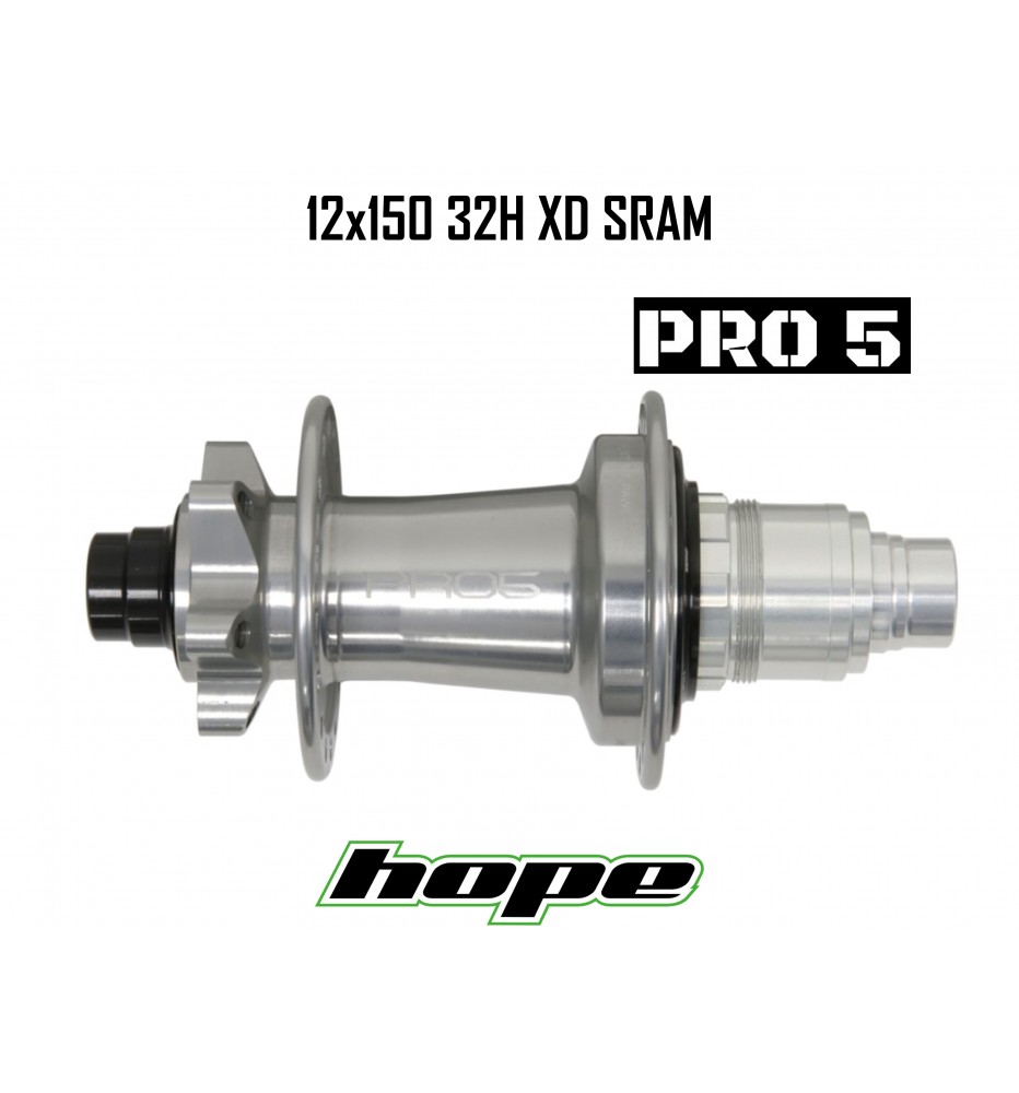 Maza Trasera HOPE PRO 5 32H 12X150mm Silver XD SRAM