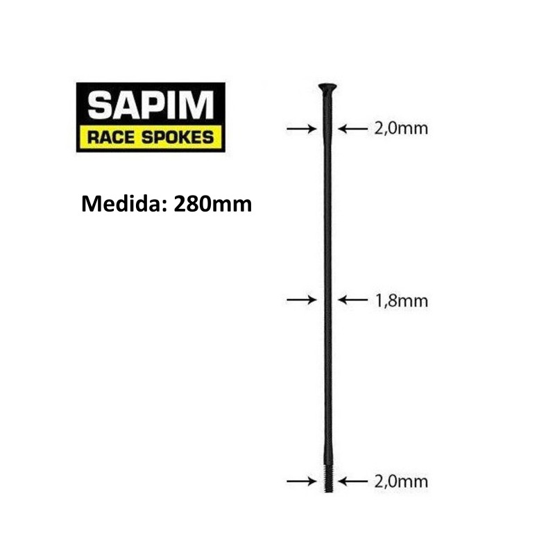 Rayos SAPIM Race straight-pull 280mm Rayos SAPIM Race straight-pull 280mm