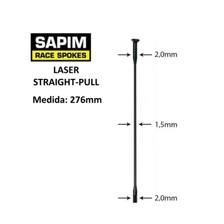 Rayos SAPIM Laser Negro straight-pull 276mm