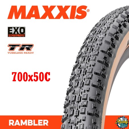 Neumático Maxxis RAMBLER EXO/TR/TANWAL 60TPI 700x50C