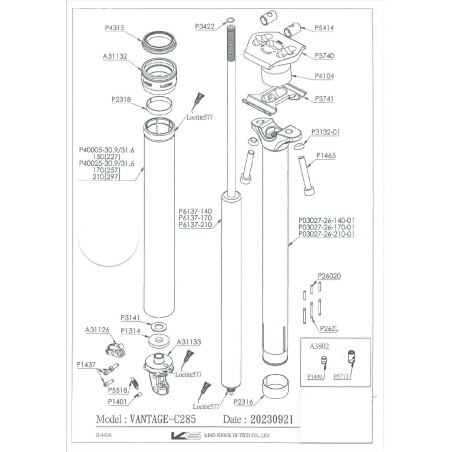 Cartucho KS Vantage 140 a 170mm