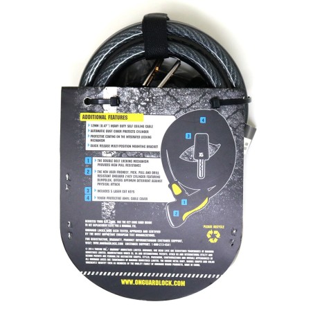 Candado OnGuard Llave Espiral Doberman 185cm X10mm Negro