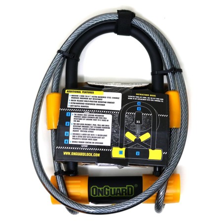 Candado OnGuard Llave U-Lock Bulldog Medium DT Cable 90x175mm Amarillo