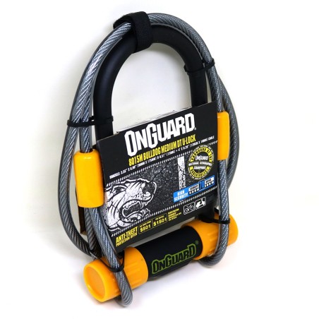 Candado OnGuard Llave U-Lock Bulldog Medium DT Cable 90x175mm Amarillo