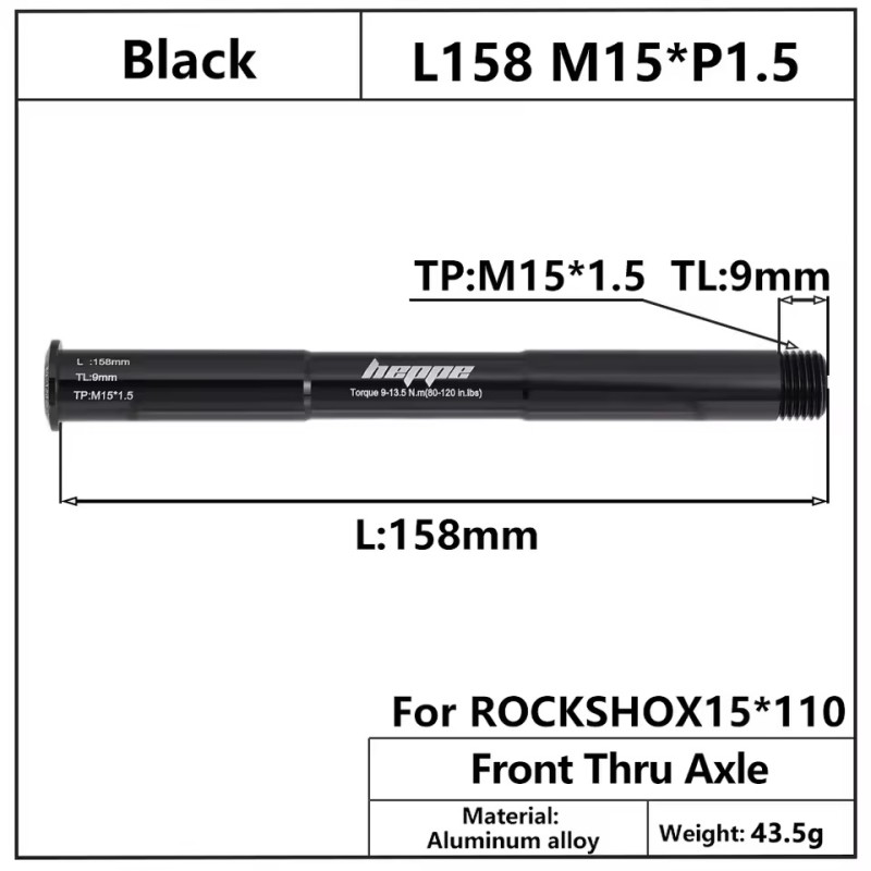 Eje delantero HEPPE L158 M15xP1.5 TL9mm