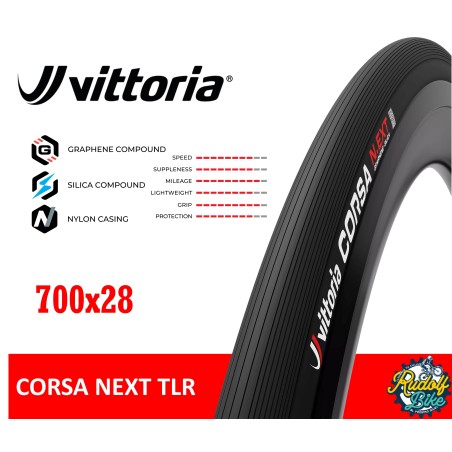 Neumático VITTORIA CORSA NEXT TLR 700x28 BLACK