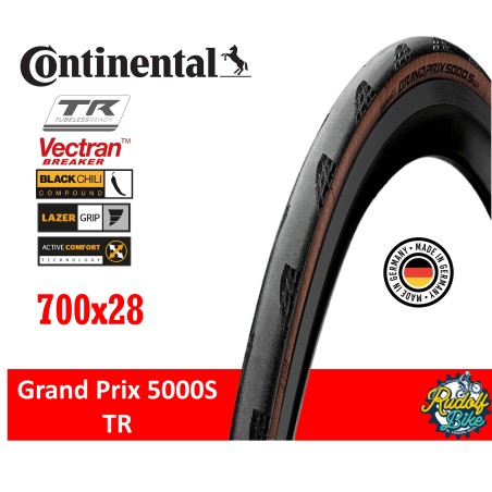 Neumático Continental Grand Prix 5000S TR 700x28 Black/transparent