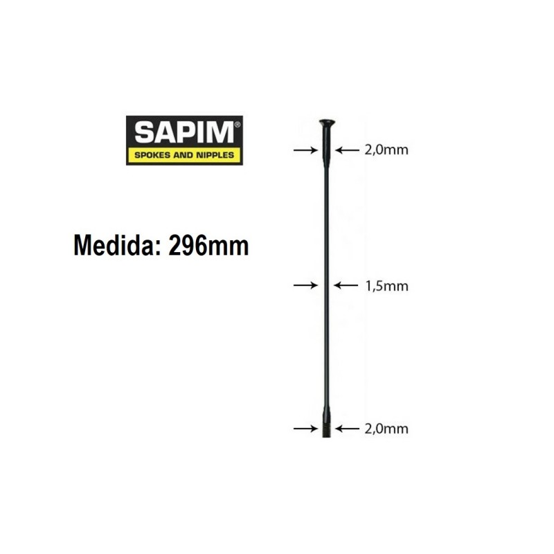 Rayos SAPIM Laser Negro straight-pull 296mm