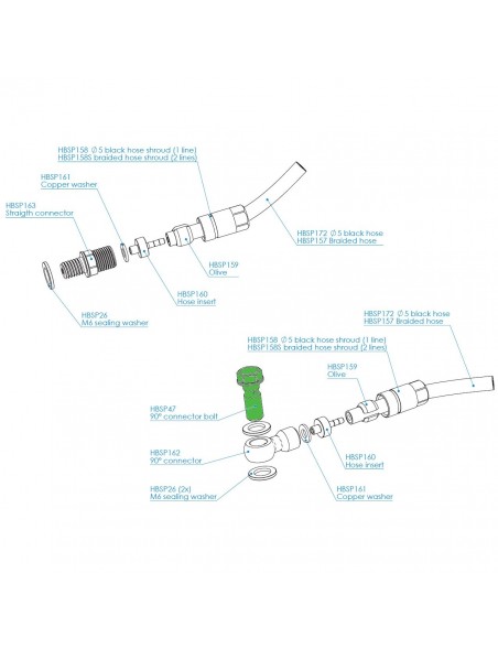 Perno Hope conector flexible/cáliper